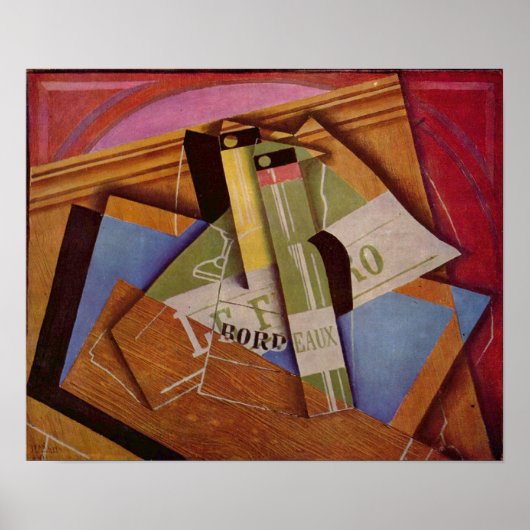 Poster Juan Gris - Still Life with Bordeau Winde (Devant)