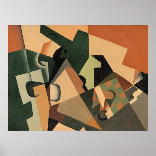 Poster Juan Gris - Verre et damier, (Devant)
