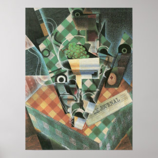 Poster Juan Gris - Vie morte avec nappe à carreaux