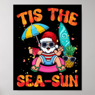 Poster Juillet Amants de l'été Plage Santa Tis Le Sea-sun