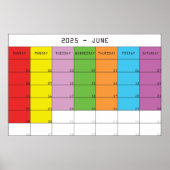 Poster Juin 2025 jours de couleur calendrier planificateu (Devant)