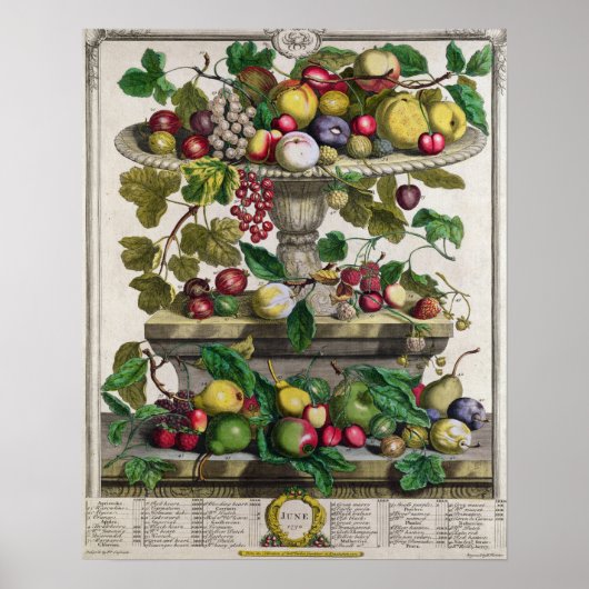 Poster Juin, "Douze mois de fruits" (Devant)