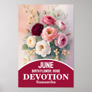 Poster Juin Mois de la naissance Fleur Christian Mur Art