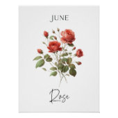 Poster Juin Mois de naissance Rose Floral (Devant)