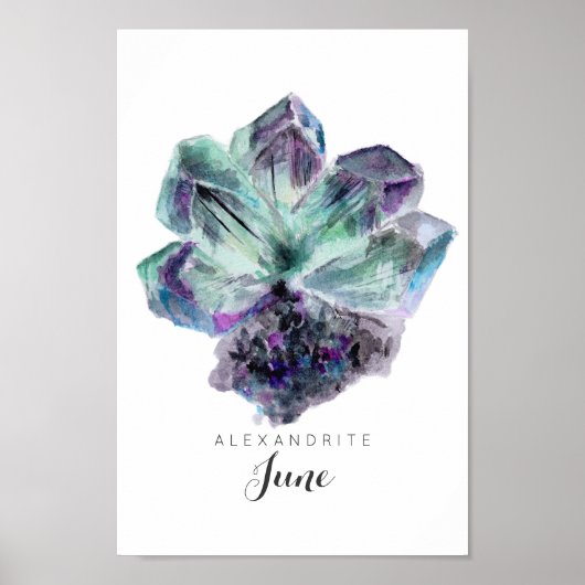 Poster Juin Pierre de naissance - Aquarelle Alexandrite | (Devant)