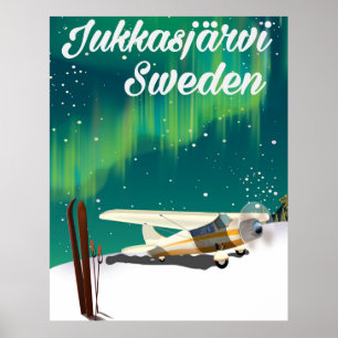 Poster Jukkasjärvi Suède Horloge de vacances
