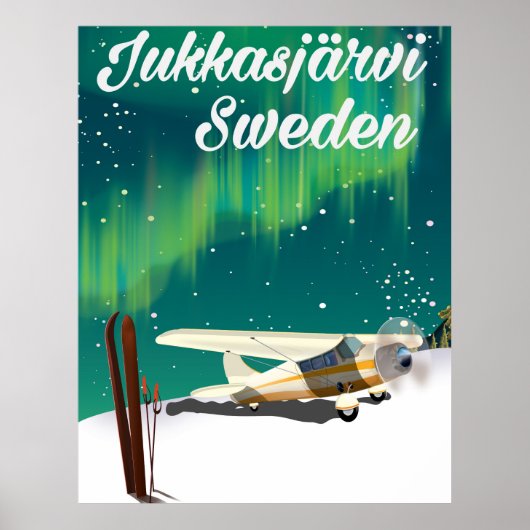 Poster Jukkasjärvi Suède Horloge de vacances (Devant)
