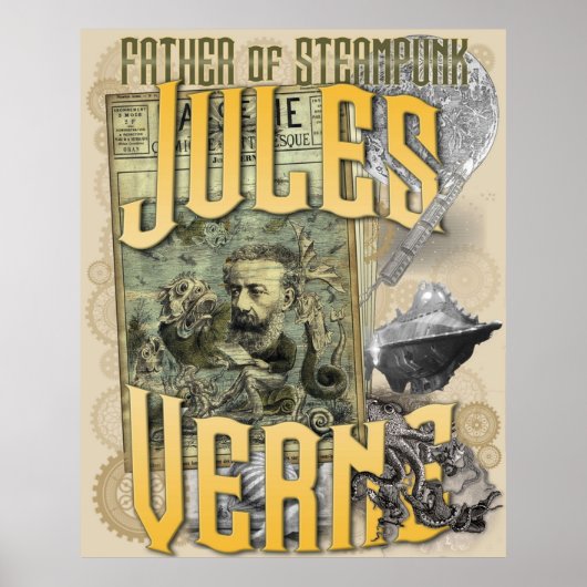 Poster Jules Verne Père de Steampunk (Devant)