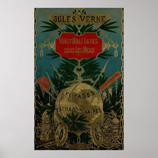 Poster Jules Verne Voyages extraordinaires (Devant)