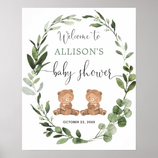 Poster Jumeaux baby shower de bienvenue (Devant)
