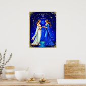 Poster Jumeaux Gemini sous un ciel étoilé (Cuisine)