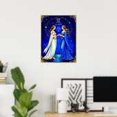 Poster Jumeaux Gemini sous un ciel étoilé (Bureau à domicile)