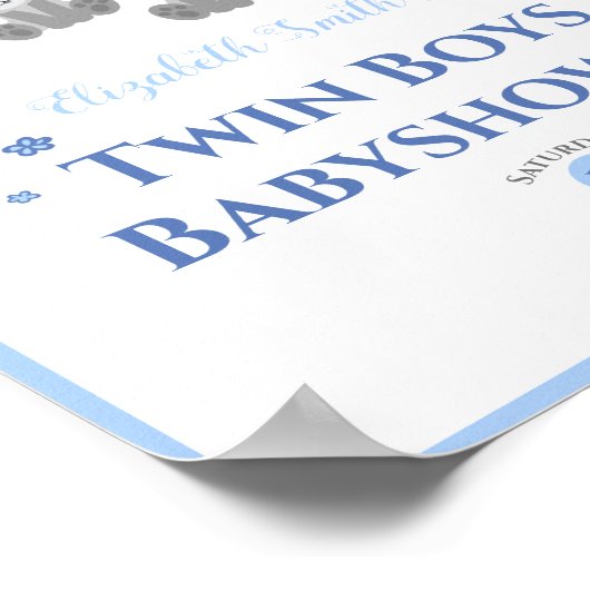 Poster Jumeaux jumeaux ours baby shower de bienvenue (Coin)