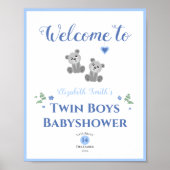 Poster Jumeaux jumeaux ours baby shower de bienvenue (Devant)