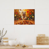 Poster Jumelage Golden Retriever Dans Pile Feuille (Cuisine)