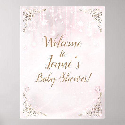 Poster Jumelé petit Baby shower d'or Star Rose (Devant)