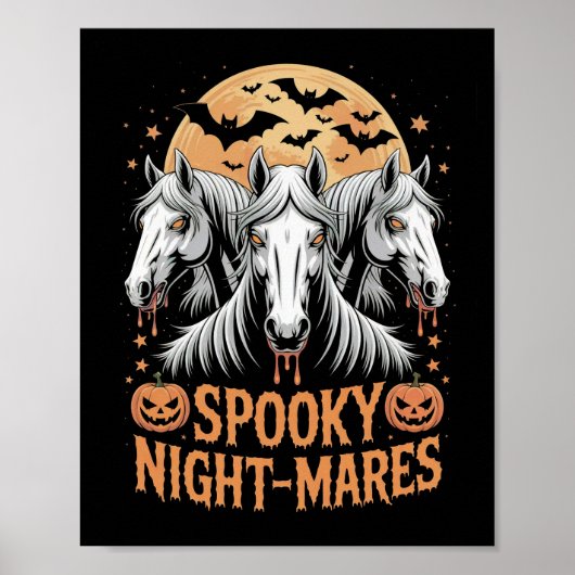 Poster Juments de nuit effrayante Halloween Cheval (Devant)