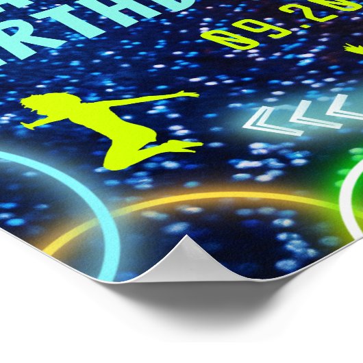 Poster Jump Trampoline Neon Symbole de fête d'anniversair (Coin)