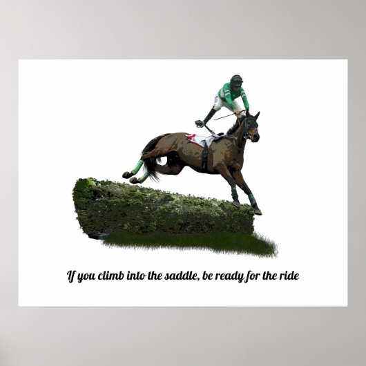 Poster Jumper Cheval Jockey dans l'affiche verte (Devant)
