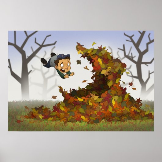 poster "Jumping into Leaves" (Voorkant)