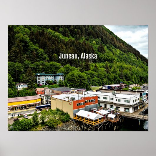 Poster Juneau, Alaska, photo de la ville (Devant)