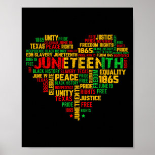 Poster Juneteenth 1865 cœur histoire noire liberté