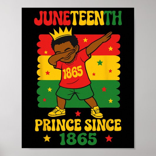 Poster Juneteenth 1865 Groovy Toddler Boy Dabbing Prince (Devant)