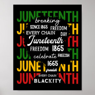 Poster Juneteenth Brisant Chaque Chaîne Depuis 1865 Noir