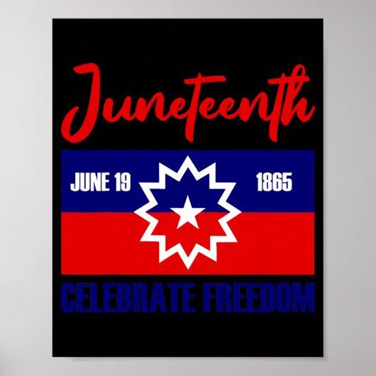Poster Juneteenth célèbre liberté rouge blanc bleu (Devant)