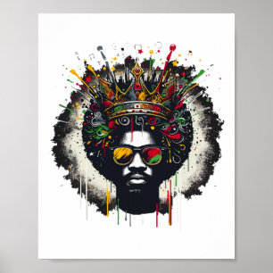 Poster Junetten Fiers Black King Hommes Fête des pères No