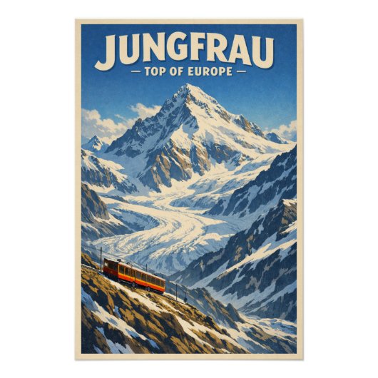 Poster Jungfrau, Suisse, dans un classique rétro (Devant)