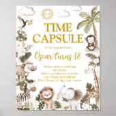 Poster Jungle Animals Birthday Party Time Capsule Sign (Devant)