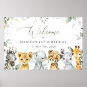 Poster Jungle Animals, Safari, First Birthday Welcome (Devant)