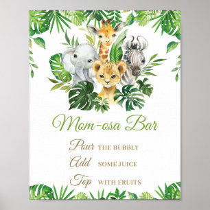 Poster Jungle Animaux Baby shower de verdure Maman-osa Ba