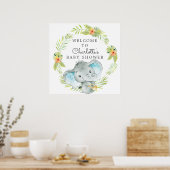 Poster Jungle Boy Elephant Baby shower Bienvenue (Cuisine)