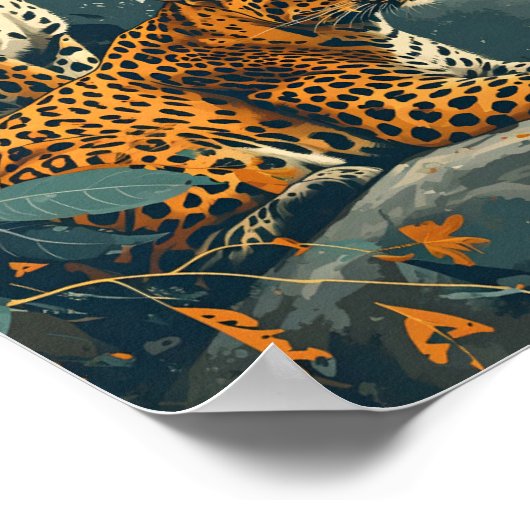 Poster Jungle léopard : Vintage (Coin)