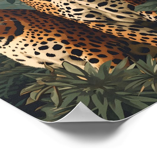 Poster Jungle léopard : Vintage (Coin)