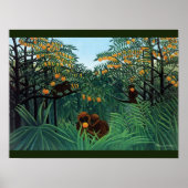 Poster Jungle Monkeys Folk Art de Rousseau (Devant)