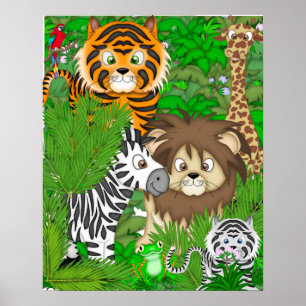 POSTER JUNGLE MURAL POUR CHAMBRE ENFANTS