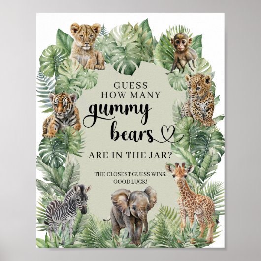 Poster Jungle Safari Animaux Devinez Combien D'Ours Gummy (Devant)