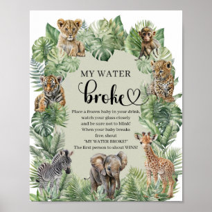 Poster Jungle Safari Animaux My Water Broke signe de jeu
