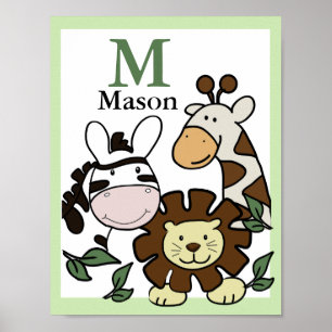 Poster JUNGLE SAFARI IMPRIMER Bébé Zoo Animaux