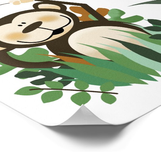 POSTER JUNGLE SAFARI MONKEY, ZEBRA & GIRAFFE ART (Coin)