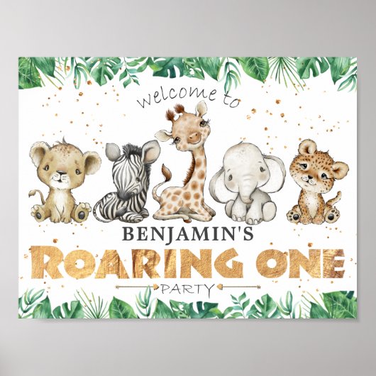 Poster Jungle Safari Roaring Un 1er anniversaire (Devant)