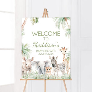Poster Jungle Safari Wild One Animaux Baby shower Bienven
