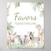 Poster Jungle Safari Wild One Animaux Baby shower Favoris (Devant)