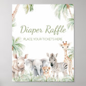 Poster Jungle Safari Wild One Animaux Déchets Raffle (Devant)