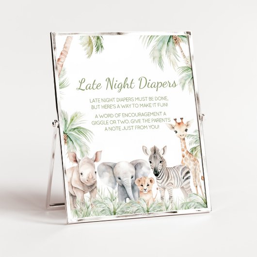 Poster Jungle Safari Wild One Animaux Late Night Diapers