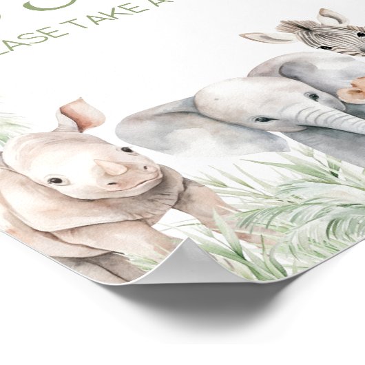 Poster Jungle Safari Wild One Animaux Les bébés sont doux (Coin)