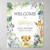 Poster Jungle Safari Wild One Baby shower Bienvenue (Devant)